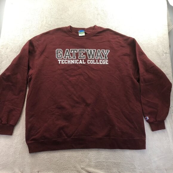 Gateway Technical College Men's Sweatshirt 3X Champion Eco Red Fleece Pullover - Picture 8 of 9
